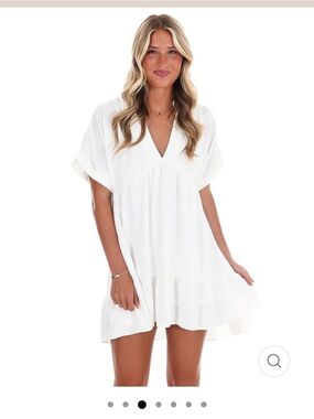 Caramela White Flowy V-Neck Mini Dress